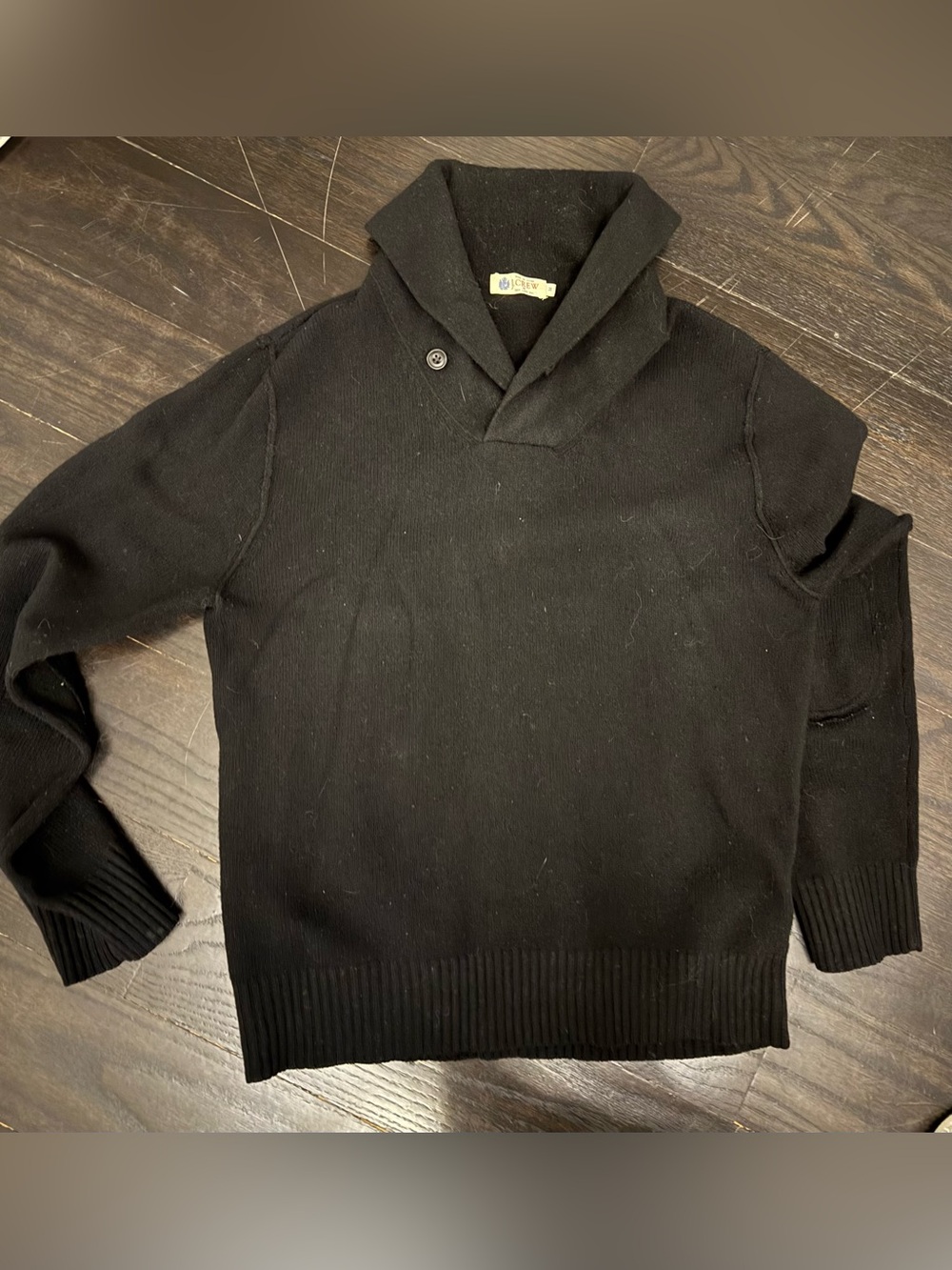J.Crew Black Shawl Collar Pullover Sweater Men's Size Medium, 100% Lamb’s Wool